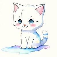 waterverf kinderen illustratie met schattig pot kat clip art foto
