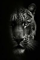 oerwoud tijger studio silhouet foto zwart wit wijnoogst verlicht portret beweging contour tatoeëren