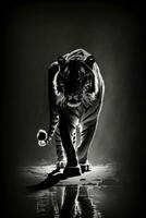 oerwoud tijger studio silhouet foto zwart wit wijnoogst verlicht portret beweging contour tatoeëren