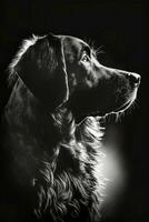 hond puppy hond studio silhouet foto zwart wit wijnoogst verlicht beweging contour tatoeëren