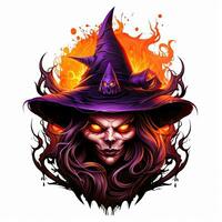 heks tovenares portret halloween illustratie eng verschrikking tatoeëren vector geïsoleerd sticker fantasie foto