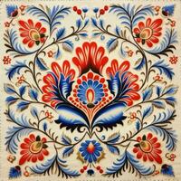 retro wijnoogst overladen ornament tegel geglazuurd Portugees mozaïek- patroon bloemen blauw plein kunst foto