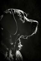 labrador hond silhouet contour zwart wit verlicht beweging contour tatoeëren professioneel fotografie foto