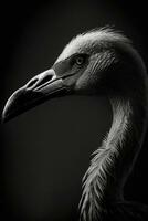 flamingo vogel studio silhouet foto zwart wit wijnoogst verlicht portret beweging contour tatoeëren