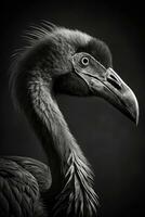 flamingo vogel studio silhouet foto zwart wit wijnoogst verlicht portret beweging contour tatoeëren