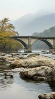 Japan zen brug landschap panorama visie fotografie sakura bloemen pagode vrede stilte toren muur foto