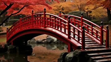 Japan zen brug landschap panorama visie fotografie sakura bloemen pagode vrede stilte toren muur foto