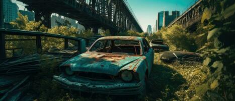 jeep vrachtauto leger auto post Apocalypse landschap spel behang foto kunst illustratie Roest