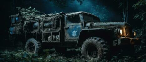 jeep vrachtauto leger auto post Apocalypse landschap spel behang foto kunst illustratie Roest