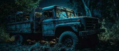 jeep vrachtauto leger auto post Apocalypse landschap spel behang foto kunst illustratie Roest