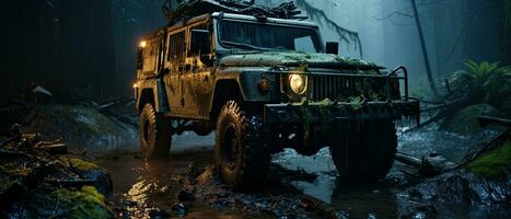 jeep vrachtauto leger auto post Apocalypse landschap spel behang foto kunst illustratie Roest