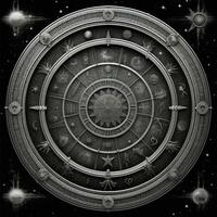 zilver mystiek kosmos kompas planeet tarot kaart sterrenbeeld navigatie dierenriem illustratie foto