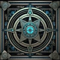 blauw mystiek kosmos kompas planeet tarot kaart sterrenbeeld navigatie dierenriem illustratie foto