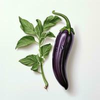 aubergine gedetailleerd waterverf schilderij fruit groente clip art botanisch realistisch illustratie foto