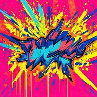 expressief graffiti neon artistiek speels illustratie ontwerp afdrukken meetkundig zuur vormen stijl foto