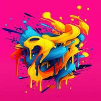 expressief graffiti neon artistiek speels illustratie ontwerp afdrukken meetkundig zuur vormen stijl foto