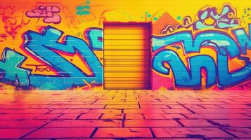 expressief graffiti neon artistiek speels illustratie ontwerp afdrukken meetkundig zuur vormen stijl foto