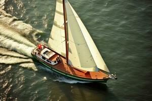 jacht boot zee het zeilen wind snelheid navigatie vrijheid ontspanning stromen romantisch fotografie antenne foto