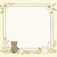 teddy beer teder scrapbooking pastel grens kader patroon Wieden kind post kaart afdrukken retro foto