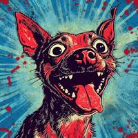 gek blaffen hond woedend boos portret expressief illustratie artwork olie geschilderd schetsen tatoeëren foto