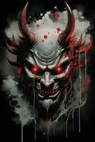 hannya masker Japans theater mist wolk tatoeëren foto eng schreeuw demonische onheil monster rook