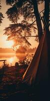 kamp zonsondergang tent kalmte genade landschap zen harmonie rust uit rust eenheid harmonie fotografie foto