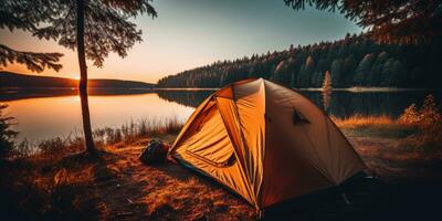 kamp zonsondergang tent kalmte genade landschap zen harmonie rust uit rust eenheid harmonie fotografie foto