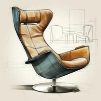 fauteuil retro futuristische meubilair schetsen illustratie hand- tekening referentie ontwerper idee foto