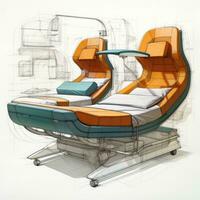 kast bed retro futuristische meubilair schetsen illustratie hand- tekening referentie ontwerper idee foto