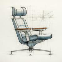 fauteuil retro futuristische meubilair schetsen illustratie hand- tekening referentie ontwerper idee foto