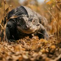 komodo draak verborgen roofdier fotografie gras nationaal geografisch stijl documentaire behang foto