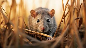 muis Rat verborgen roofdier fotografie gras nationaal geografisch stijl 35mm documentaire behang foto