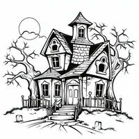 heks huis gemakkelijk kinderen kleur bladzijde halloween schattig wit achtergrond boek geïsoleerd stoutmoedig foto