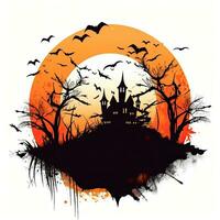 vampier kasteel huis halloween clip art illustratie vector t-shirt ontwerp besnoeiing plakboek tatoeëren foto