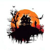 vampier kasteel huis halloween clip art illustratie vector t-shirt ontwerp besnoeiing plakboek tatoeëren foto