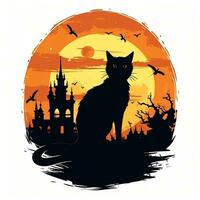 zwart kat pot halloween clip art illustratie vector t-shirt ontwerp sticker besnoeiing plakboek tatoeëren foto