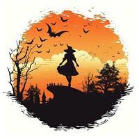 halloween clip art illustratie vector t-shirt ontwerp sticker besnoeiing plakboek oranje tatoeëren foto