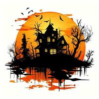 vampier kasteel huis halloween clip art illustratie vector t-shirt ontwerp besnoeiing plakboek tatoeëren foto