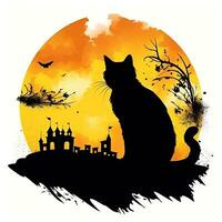 zwart kat pot halloween clip art illustratie vector t-shirt ontwerp sticker besnoeiing plakboek tatoeëren foto