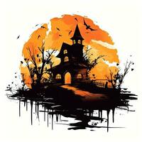 vampier kasteel huis halloween clip art illustratie vector t-shirt ontwerp besnoeiing plakboek tatoeëren foto