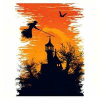 vampier kasteel huis halloween clip art illustratie vector t-shirt ontwerp besnoeiing plakboek tatoeëren foto