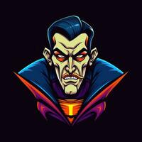 vampier dracula neon icoon logo halloween schattig eng helder illustratie tatoeëren geïsoleerd vector foto