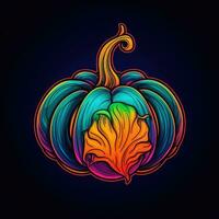 pompoen jack lantaarn neon icoon logo halloween schattig eng helder illustratie tatoeëren geïsoleerd vector foto