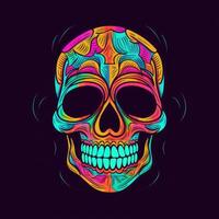 schedel hoofd neon icoon logo halloween schattig eng helder illustratie tatoeëren geïsoleerd vector foto