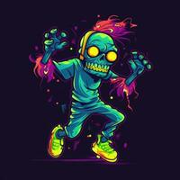 wandelen dood zombie neon icoon logo halloween eng helder illustratie tatoeëren geïsoleerd vector foto