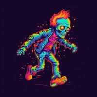 wandelen dood zombie neon icoon logo halloween eng helder illustratie tatoeëren geïsoleerd vector foto