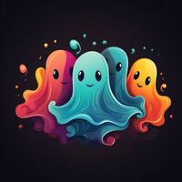 groep geesten geesten neon icoon logo halloween eng helder illustratie tatoeëren geïsoleerd vector foto