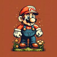 Mario retro wijnoogst 8 bit pixel clip art sticker logo illustratie vector geïsoleerd digitaal kunst foto
