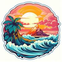 kleurrijk tropisch plons t-shirt ontwerp tatoeëren sticker clip art Golf Miami Paraside foto