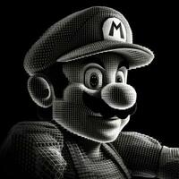 Mario spel karakter pixel kunst tatoeëren gravure 8 bit grafisch ontwerp poster muur kunst illustratie foto